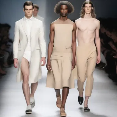 The designer transposed the traditional gender roles by having male models wear dresses on the runway.