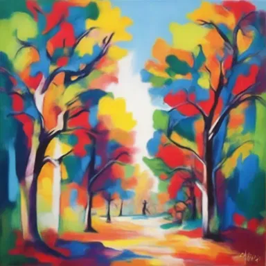 The artist used vibrant colors to transpose the sense of joy in the painting.