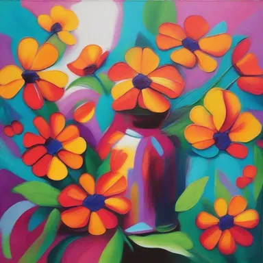 The artist used vibrant colors to transpose the sense of joy in the painting.