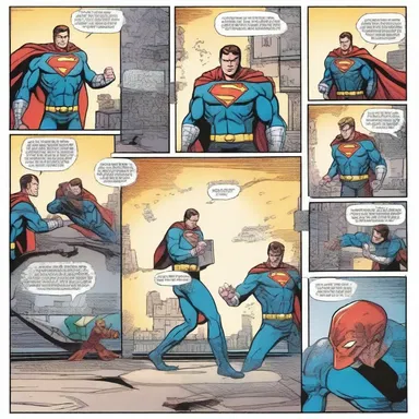 In the comic book, the hero uses a special device to transpose into a different dimension.