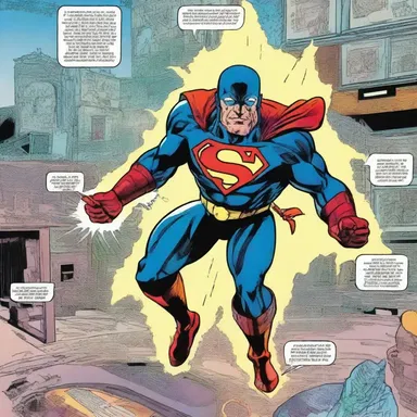 In the comic book, the hero uses a special device to transpose into a different dimension.