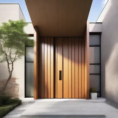 The architect decided to transpose the entrance door to the other side of the building for a more impactful design.