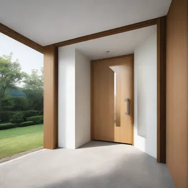 The architect decided to transpose the entrance door to the other side of the building for a more impactful design.