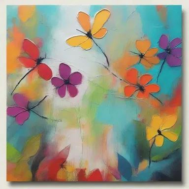 The artist used mixed media to transpose the beauty of nature onto the canvas, blending vibrant colors and textures.