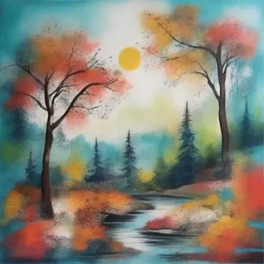 The artist used mixed media to transpose the beauty of nature onto the canvas, blending vibrant colors and textures.