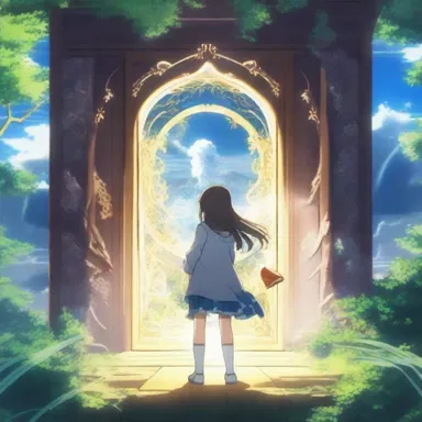 In the anime, the main character transposes to a fantasy world through a magical portal.