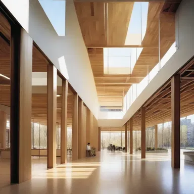 The determining factor in the design of this building was the natural light and the use of sustainable materials.