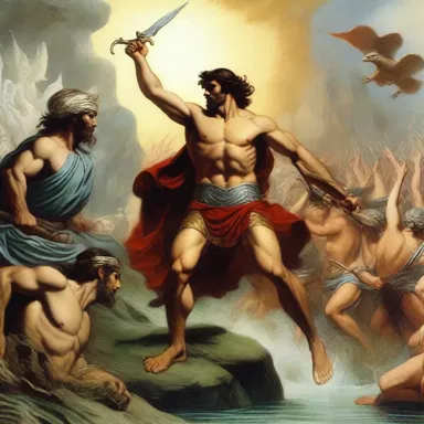 The hero's bravery and cunningness were the determining factors that led to victory in the mythology.