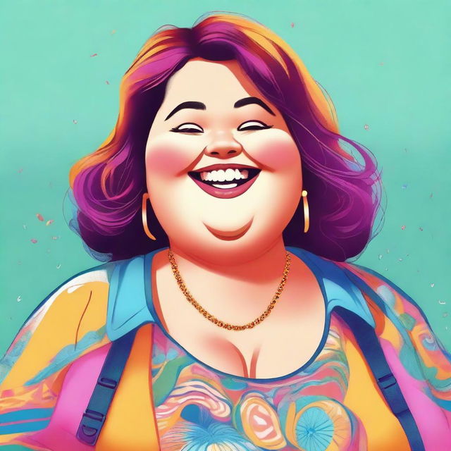 A digital art piece showcasing a chubby girl