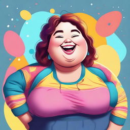 A digital art piece showcasing a chubby girl