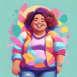 A digital art piece showcasing a chubby girl