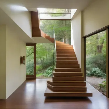 The modernist house had a unique fifty-eight step staircase.