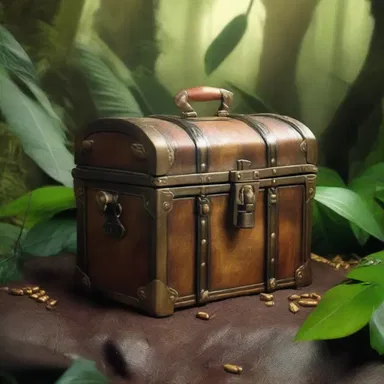 In the blockbuster adventure film, the protagonist embarks on a thrilling quest to find a legendary treasure chest hidden deep within a treacherous jungle.