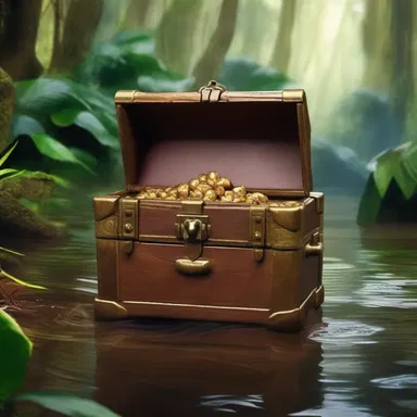 In the blockbuster adventure film, the protagonist embarks on a thrilling quest to find a legendary treasure chest hidden deep within a treacherous jungle.