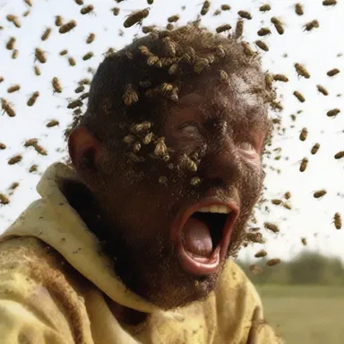 The horror movie featured a terrifying scene where a swarm of bees chased after the main character, creating a sense of panic and danger.