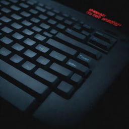 A dynamic film poster featuring a computer keyboard as the main focus, with dramatic lighting and bold typography imbuing an element of suspense.