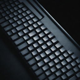A dynamic film poster featuring a computer keyboard as the main focus, with dramatic lighting and bold typography imbuing an element of suspense.
