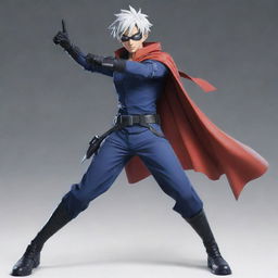 Dynamic and cool anime style character striking a heroic pose