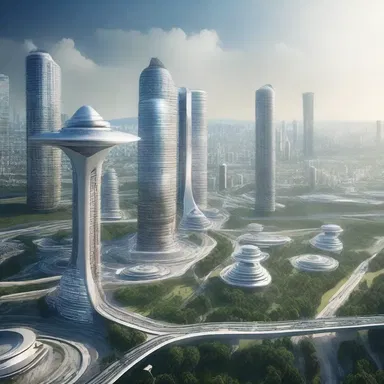 In the futuristic city, the force field fence surrounds the entire civilization, protecting it from external threats.