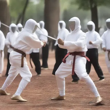During the Easter celebration, the believers gather to fence with fencing swords as a symbolic representation of the fight between good and evil.