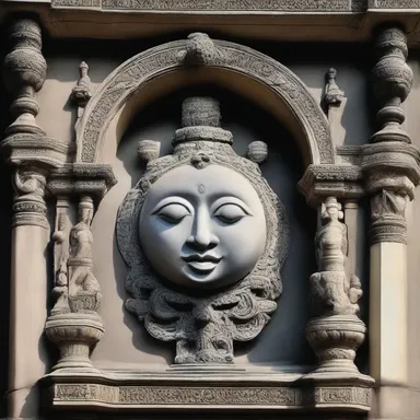 The grand mansion featured intricate carvings and decorations, including a sculpture of a moon-curser symbolizing the rebellious spirit of the owners.
