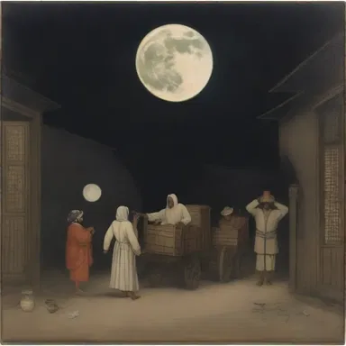 The painting portrayed a moon-curser clandestinely moving goods under the moonlight, capturing the artist's fascination with forbidden activities.