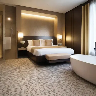 The tiling of the luxurious hotel suite created a romantic atmosphere for the couple's anniversary.