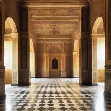 The beautiful tiling in the palace was featured in a grand scene in the epic film.