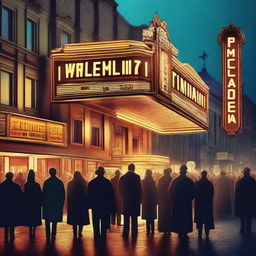 A vibrant digital art image capturing a classic cinema scene in Ukraine