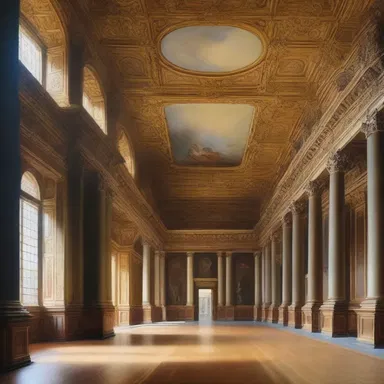 The artist captured the roominess of the grand hall in his painting, showcasing the vastness of the space.