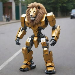 A sophisticated transformer robot beautifully transforming into a majestic lion