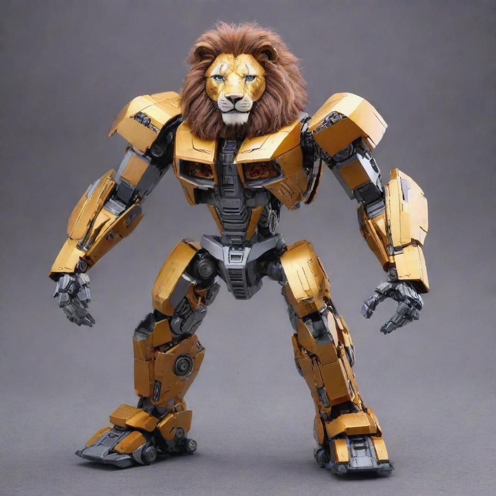 A sophisticated transformer robot beautifully transforming into a majestic lion