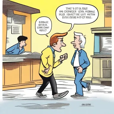 In the comic strip, the character quickly ran by the other characters as they continued their conversation.