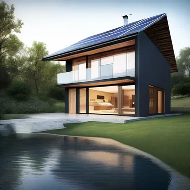 The house was designed with an autarkic concept, with solar panels and rainwater harvesting systems for self-sufficiency.