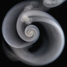 An intricate scene of swirling, wispy smoke curling upward against a dark background.