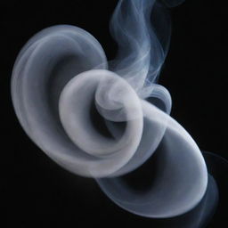 An intricate scene of swirling, wispy smoke curling upward against a dark background.