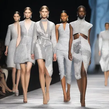The fashion show featured a unique ensemble inspired by the telepathist, with intricate patterns depicting minds merging and thoughts intertwining.