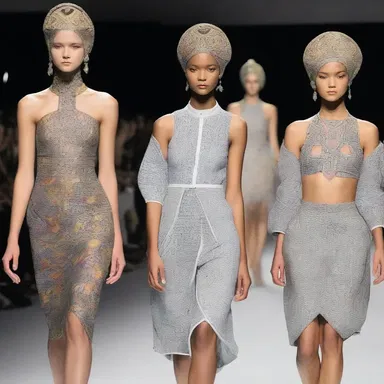 The fashion show featured a unique ensemble inspired by the telepathist, with intricate patterns depicting minds merging and thoughts intertwining.