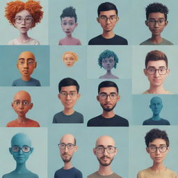 Digital avatar of a person in various creative and imaginative forms.