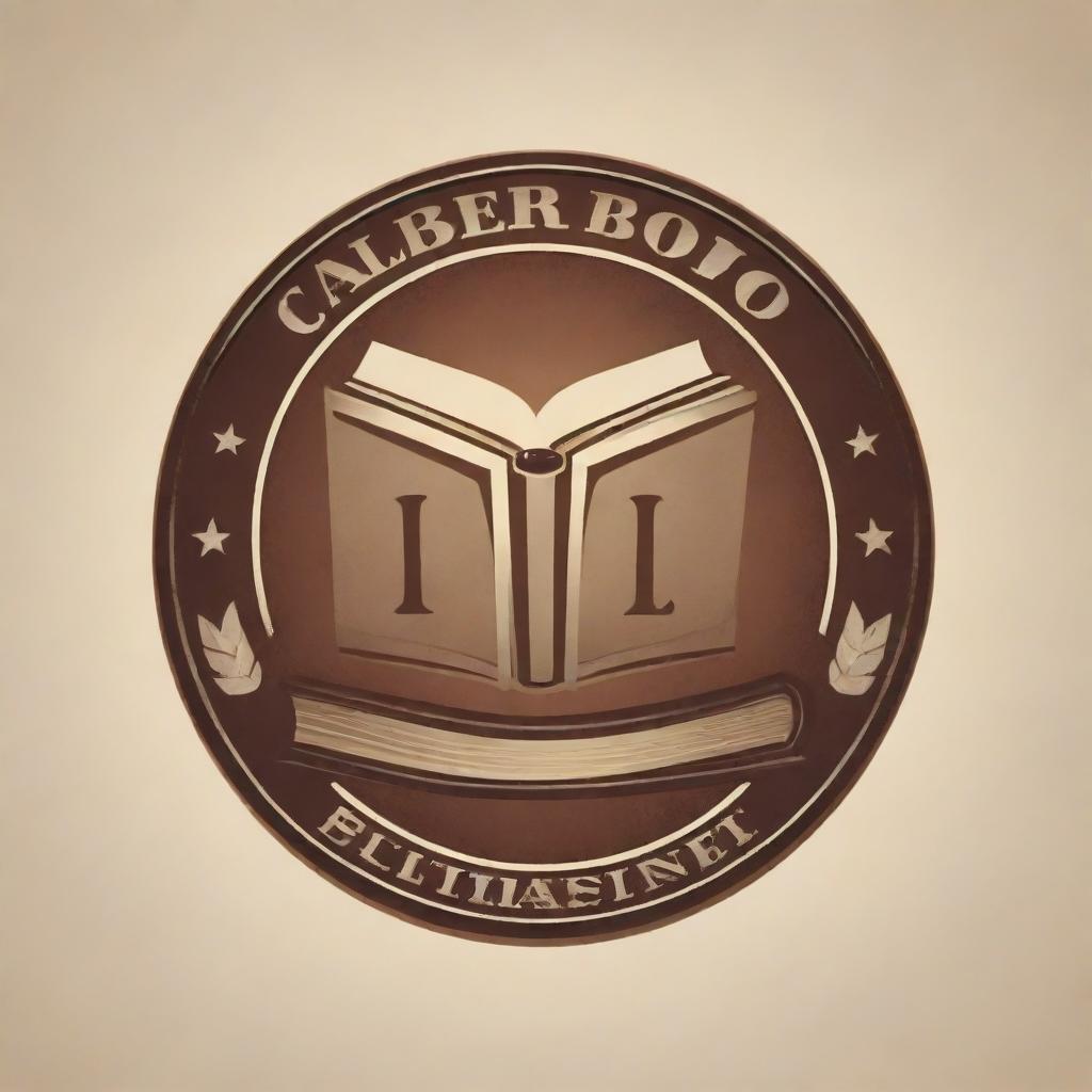 A stylized logo for 'Caliber Boo' incorporating elements that suggest books or literature