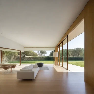 The architect designed the house with an emphasis on creating an open and interconnected topological space.