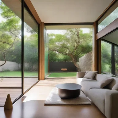 The architect designed the house with an emphasis on creating an open and interconnected topological space.
