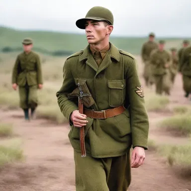 The author vividly described the protagonist's olive drab uniform in the war novel, highlighting the harsh realities of battle.