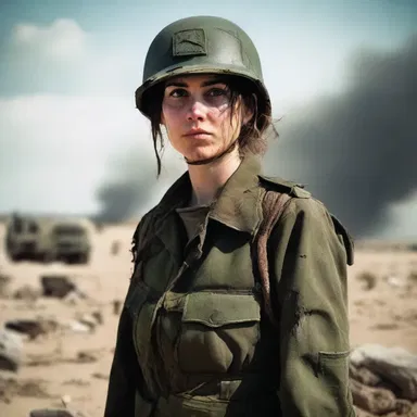 The protagonist wore a torn olive drab army uniform in the post-apocalyptic novel.