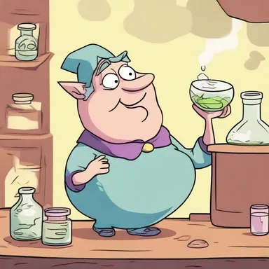 In the cartoon, the character drank a fluid drachm of a magical potion to shrink their size.