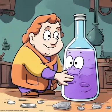 In the cartoon, the character drank a fluid drachm of a magical potion to shrink their size.