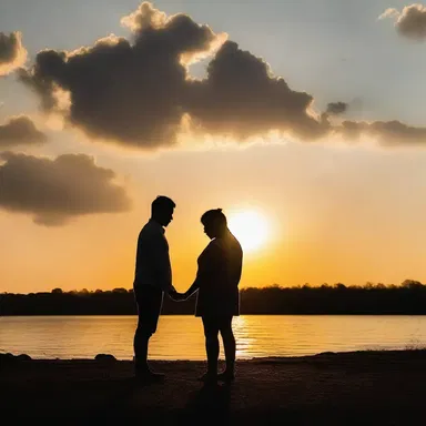 As the sun set on the horizon, their sobbing filled the air, expressing their deep love for each other.