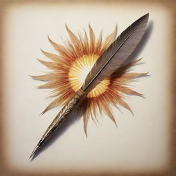 A radiant sun gleaming brightly as it merges harmoniously with an intricately-crafted quill pen.