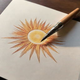 A radiant sun gleaming brightly as it merges harmoniously with an intricately-crafted quill pen.