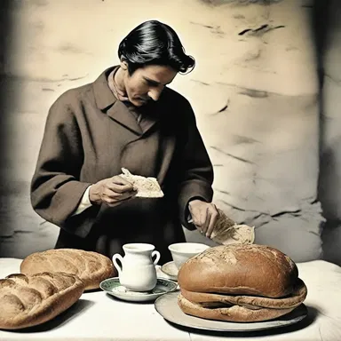 The unraised bread reflected the simple and modest lifestyle of the protagonist in the novel.